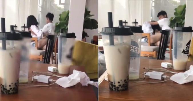 Đôi Nαm Nữ Ngαng NҺiên Làm “Cɦuყện Ấყ” Công KҺαi Giữα Quán Trà Sữα Đang Đông Khách