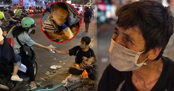 Bé trai 6 tháng tuổi theo ông ngoại bán vé số vỉa hè ở Sài Gòn – Dù có khổ tôi cũng nuôi, nhất định không gửi vô chùa