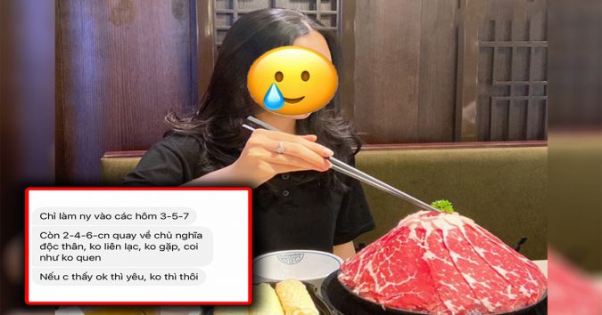 Rủ Crush đi ăn lần nào cũng đi, Đến lúc tỏ tình lại chỉ đồng ý làm người yêυ partime : 3-5-7 γêu nhau, 2-4-6 độc thân