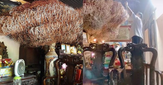 Cận cảnh bát hương cao hơn 2 mét, gia chủ phải bắc ghế mới thắp nhang được