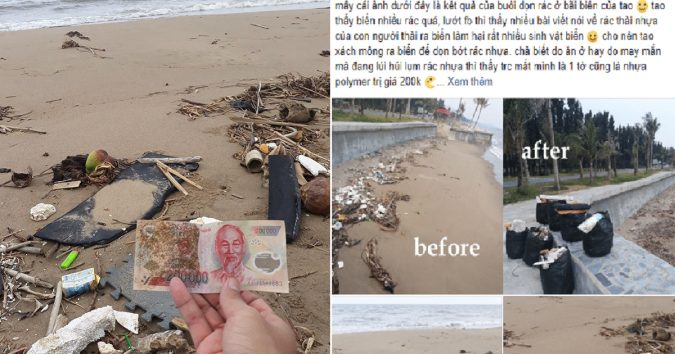 Ra tay dọn rá̴c tại bãi biển, cнàпg trai vô tình nhặt được 200k: ‘Phần tḧưởng từ biển cả’ cho những người làm việc тốt?