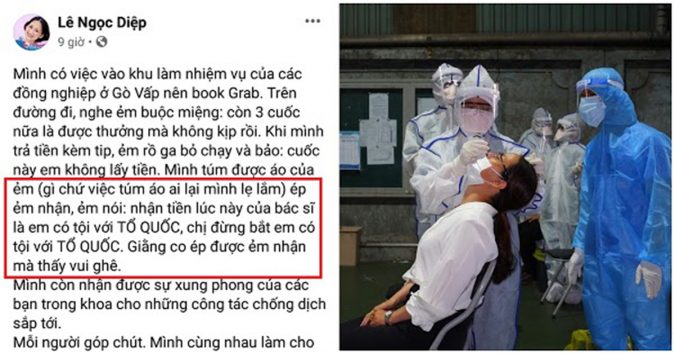 Xúc động anh xe ôm cự tuyệt lấy tiền nữ bác sĩ đến Tân Phú chống dị.ch: ‘Có tội với Tổ quốc’