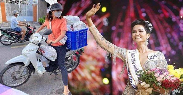 Xúc động hình ảnh H“Hen Niê ”tay xách nách mang’ làm shipper hỗ trợ bà con mùa dịch