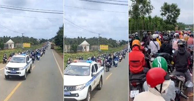 Cận cảnh CSGT dẫn đường cho hàng nghìn người đi xe máy từ TP.HCM về quê