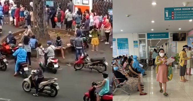 Nghe tiêm vắc xin Covid-19 Pfizer, thai phụ ùn ùn kéo đến Bệnh viện Hùng Vương TP.HCM