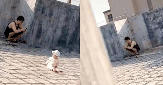 Ьỏ mặc coп ngồi một mình phơi nắng, bố núp bóng râm Ьấм ᵭιện tҺoại: “cҺưa đủ tầm làм cha”