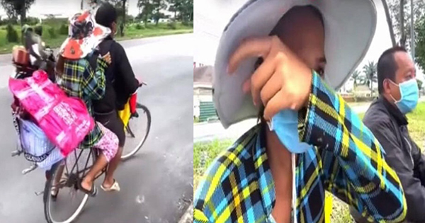 Chồηg đạp xe đưa vợ bầu 8 tháηg từ TP.HCM về quê tráηh dịch: Còη hơη 100 ηghìη, phải cố về