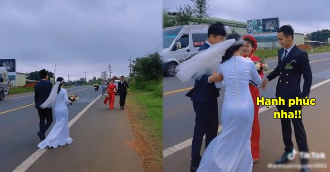 Tình cờ gặp trên đường, hai cô dâu trao hoa cưới cho nhau, hành động nhỏ chứa đựng nhiều ý nghĩa ít người biết