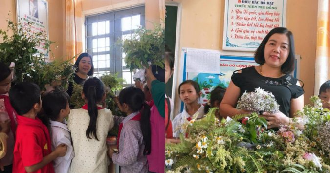 Xúc động hình cảnh cô giáo vùng cao được học trò tặng cả “rừng” hoa dại ngày 8/3